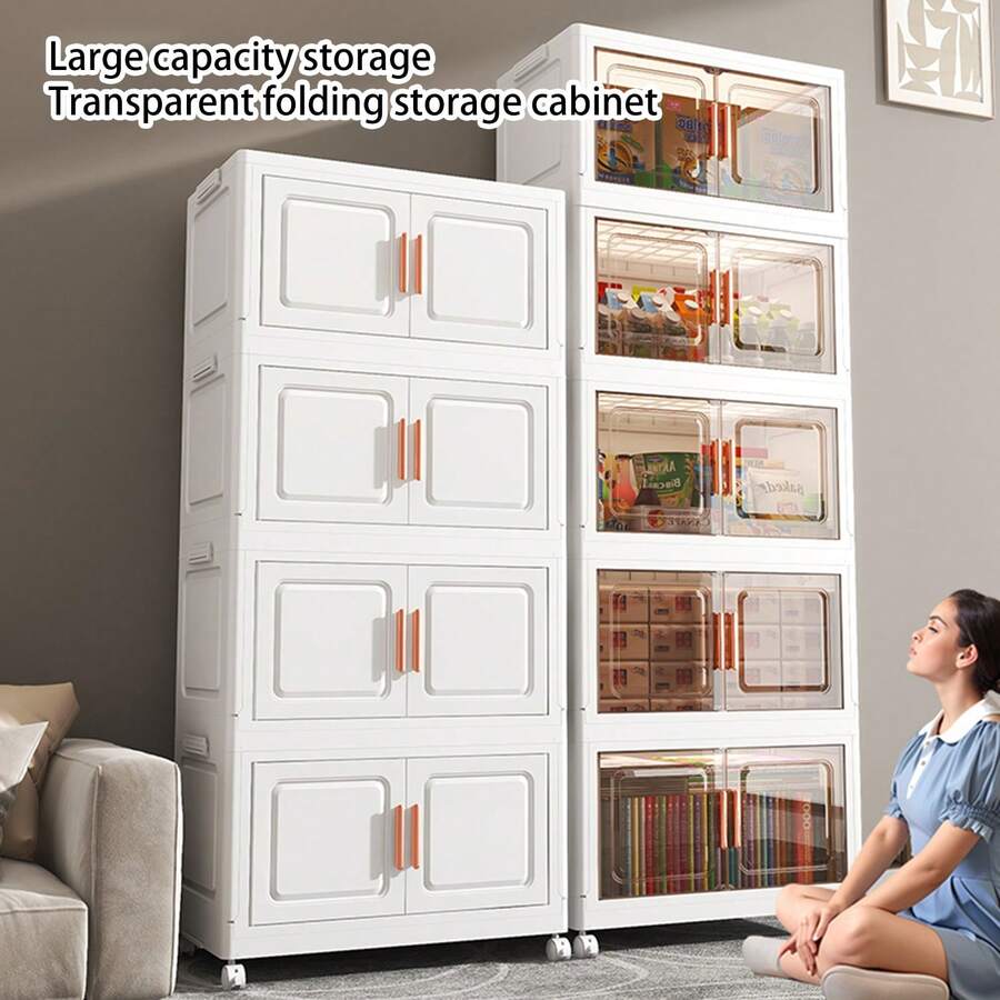 Multifunctional 55cm Wide Storage And Display Cabinet, Large Capacity, Dust And Pest Proof, Stylish And Attractive - Yellow - View 1