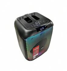 STF Power Block Speaker 12 LED Lights FM Radio Built-In Microphone Micro SD, USB Inputs Remote Control Included - Black - View 3