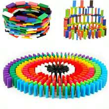 240Pcs Wooden Coloured Tumbling Dominoes Block Family Games Play Set Toy - Multicolor - View 7
