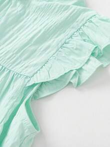 Balabala Girls' Ruffle Hem A-Line Dress, Sweet Summer Outfit - Pink Green - View 6