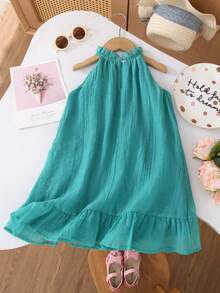 Humor Bear Abito estivo casual alla moda da ragazza con collo alto senza maniche, verde pavone - Verde - Visualizzare 2