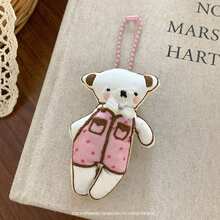 可爱粉色动物包包挂饰，泰迪熊和兔子钥匙扣，时尚可爱包包吊坠，甜美可爱钥匙圈旅行包配件，多功能包包挂饰，便携钥匙扣，旅行包挂饰，手提包挂饰，背包挂饰