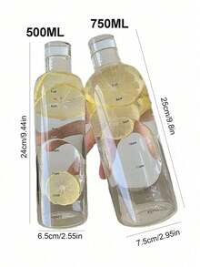 1pc Plastic Water Bottle, Sports Water Bottle With Time Scale, Portable Transparent Plastic Water Bottle For Outdoor Sports, Gym, Office, Travel, Motivational Water Bottle - Square Fashionable Design, Suitable For Students/Adults