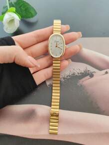 1 nuevo reloj de mujer de moda exquisito, casual y sencillo con correa de acero inoxidable clásica, de estilo retroiluminado, de lujo y elegante, reloj de cuarzo adecuado para uso diario, vacaciones, regalo exquisito para amigas o familiares