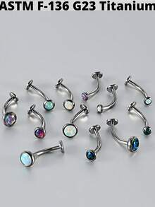 1 件装钛锆石内螺纹浮动肚脐环时尚扁平蛋白石肚脐环穿孔首饰男女皆宜