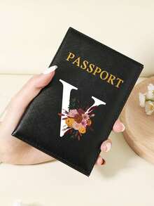 1pc A-Z 26 Letters Fashionable Letter Print Stylish Burgundy Passport Cover, Premium PU Leather Passport Wallet With Multi-Card Pockets For Credit Cards, Boarding Passes, And IDs Graduation - Burgundy - View 75