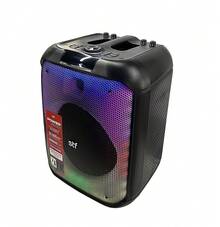 STF Power Block Speaker 12 LED Lights FM Radio Built-In Microphone Micro SD, USB Inputs Remote Control Included - Black - View 4
