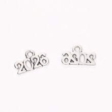 mengjiale 40pcs Retro Alloy Jewelry Accessories, Multicolor 2025 & 2026 Year Charms, Suitable For DIY Jewelry Making