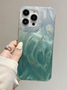 1 件羽毛渐变绿色独特图案全覆盖 TPU 防震手机壳，兼容 Apple 16、15、14、13、12、11 Pro Max 和系列防水防摔防刮 - 彩色 - 查看 1