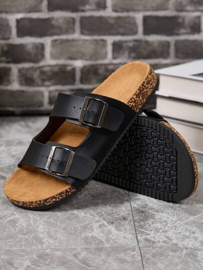 36-46 Herr Sandaler med Dubbelspänne Korksula Utomhus Casual Strandtofflor