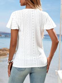 Camiseta casual ajustada de cuello redondo elegante, moda minimalista adecuada para el verano