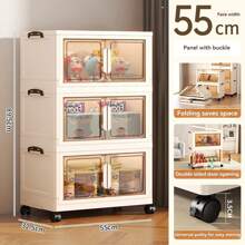 5/3/1-Layer Multifunctional Folding Storage Cabinet With Large Storage Capacity - Bottom Movable Pulley - Thickened Material Saves Storage Space - Easy And Worry Free Installation, Suitable For Clothes, Bedding, Kitchen Utensils, Shoes, Bags, Books