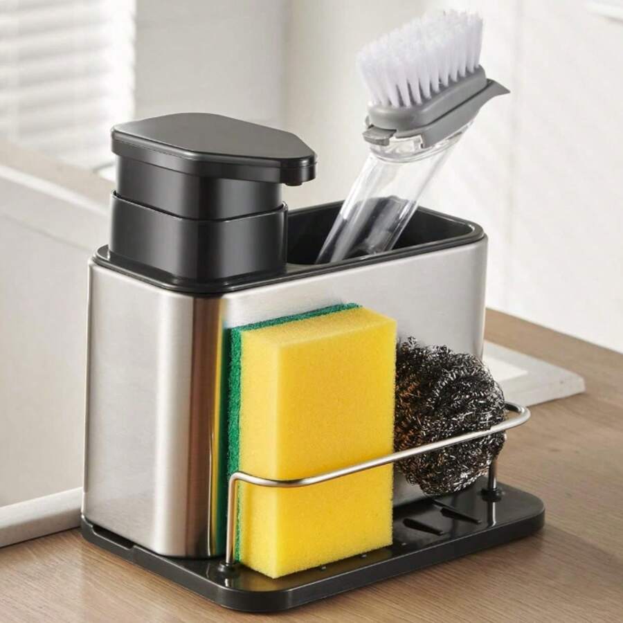 Dispensador de jabón, jabonera, Fregadero Multifuncional, Soporte para Grifo - Gris - Ver 1