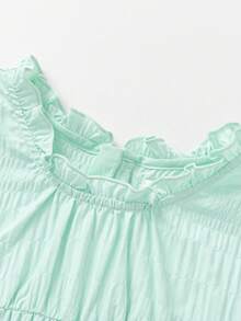 Balabala Girls' Ruffle Hem A-Line Dress, Sweet Summer Outfit - Pink Green - View 5