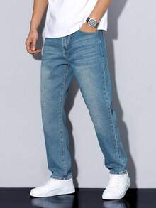 Teenagers' Fashionable Casual Personalized Ins-Style Light Blue Denim Jeans