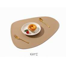 Set di 2/4/6/8 sottopiatti a forma di ciottolo piccolo KAPI per tavolo da pranzo, sottopiatti in finta pelle lavabili e resistenti al calore, facili da pulire, adatti per interni, spessore 1mm