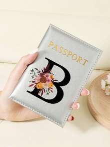 1pc A-Z 26 Letters Fashionable Letter Print Stylish Burgundy Passport Cover, Premium PU Leather Passport Wallet With Multi-Card Pockets For Credit Cards, Boarding Passes, And IDs Graduation - Burgundy - View 110