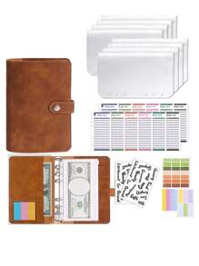 A6 Marble (Case) + 8*Zipper Pockets + 12*Cash Budget Card + English Stickers 2 Pieces + Label Stickers A6 Loose-Leaf Money Organizer For Cash Money Envelopes For Cash A6 Budget Binder