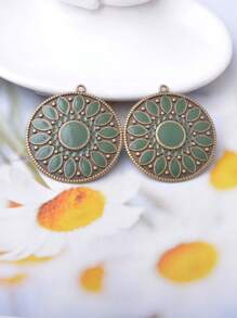 12 pièces Ensemble de fabrication de bijoux Pendentifs et boucles d'oreilles pour femmes de style bohème en alliage de zinc vert olive