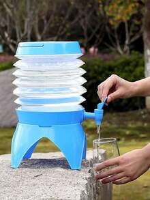 3.5L 户外折叠水桶、车载水容器、带水龙头的便携式折叠水箱，适用于家庭和露营 - 彩色 - 查看 1