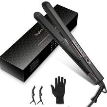 Hair Straighteners, Haglater 2 In 1 Straightener And Curler Ceramic Plates Flat Iron With Adjustable Temperature LCD Display Straightening Styling Tool For Long Hair Black/White/Pink/Gold - UK Plug(220-240V) - View 3