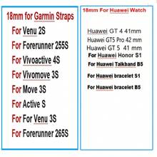 QCTOG Bracelet de montre en PU doux de 18 mm pour GT5 (41 mm) GT5 Pro (42 mm) Honor S1 Bracelet S1/B5 Talkband B5, Bracelet de mode pour Garmin Venu 2S/3S, Move 3S, Forerunner 255S 265S, Bracelet de rechange réglable pour Garmin Vivoactive 4S Vivomove 3S Active S, léger, confortable, respirant, polyvalent pour un usage casual, sportif, professionnel et plus encore
