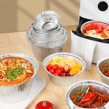 20pcs Silver Round Aluminum Foil Containers, Food Storage Baking Pans For Cooking, Heating, Storage, Outdoor Food Prep