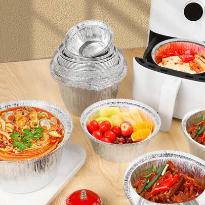 20 hộp đựng giấy bạc tròn bằng nhôm, khay nướng bảo quản thực phẩm để nấu ăn, sưởi ấm, bảo quản, chuẩn bị thực phẩm ngoài trời