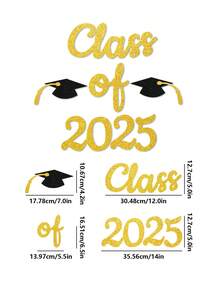6 piezas Pegatinas de graduación 2025 con diseño de birrete y texto "Graduado 2025", apropiadas para decoración interior/exterior, porche, fiestas de graduación - Multicolor - Ver 3