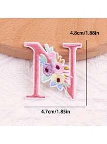 1 pieza, Parche bordado con flores para planchar con letras (A-Z), apliques decorativos para DIY en decoración de ropa, material de tela, calcomanías para ropa