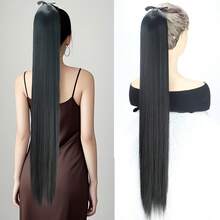 Long Straight Ponytail Clip In Hair Extensions 34Inch Super Long Synthetic Pony Tails For Women Daily Use - Multicolor - View 10