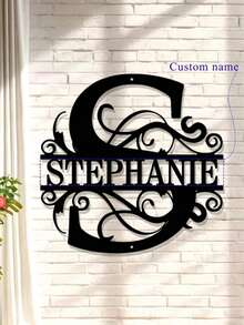 1 Fine Metal Art Logo - Personalized Last Name Logo, Name Design, Home Decoration With Custom Initials Thumbnail, Classic Style, Wall-Mounted Wall Art Decoration For Theme Parties, Perfect Heartfelt Gifts For Friends And Family