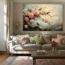 2d Flat,1pc Canvas Art Print,A Magnificent Oil Painting Depicting Traditional Chinese Flower-And-Bird Designs,Wood Framed Painting (1) Thickness 2.5 Cm/ 1 Inch-Home Decoration For All Occasions,Ideal New Year, Valentine's Day,Thanksgiving,Easter,Christmas Gift,Room Decoration Aesthetic,Wall Decoration Art,Perfect Gift,Autumn And Winter Wall Decoration,Living Room Decoration, Bedroom Decoration, Kitchen Decoration, Entry Decoration, Bathroom Decoration, Direct Wall Painting, High Quality Wall Painting Poster,Modern Home Decoration Stretched And Framed Ready To Hang - Noir - Voir 6