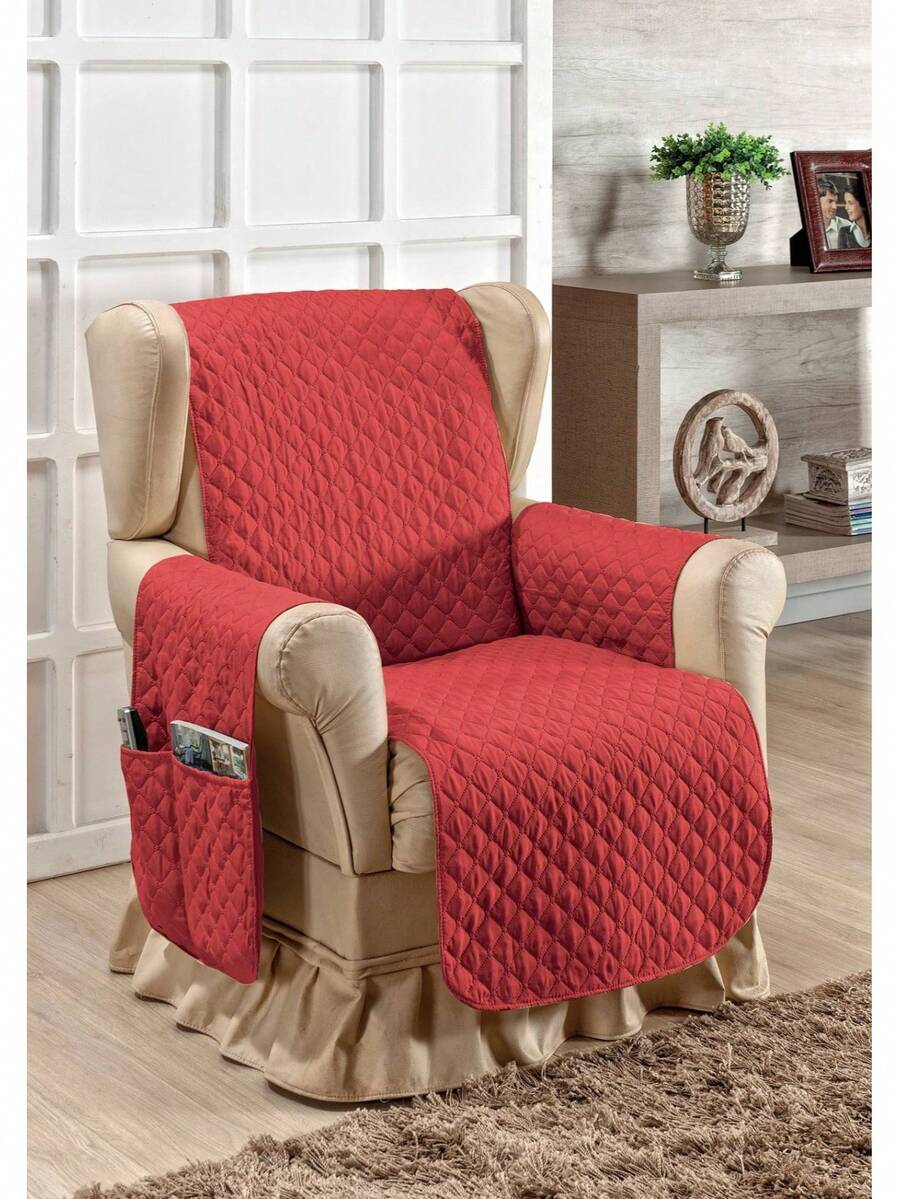 Sofa Protector Cover For 1 Seater Armchair With Storage Pocket - 紅色 - 查看 1