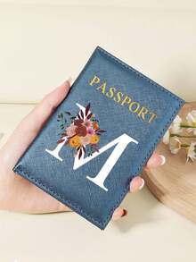1pc A-Z 26 Letters Fashionable Letter Print Stylish Burgundy Passport Cover, Premium PU Leather Passport Wallet With Multi-Card Pockets For Credit Cards, Boarding Passes, And IDs Graduation - Burgundy - View 26
