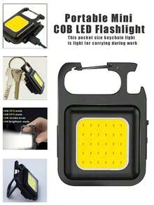 1pc/2pcs/4pcs Rechargeable Flashlight Keychain Light, Portable Outdoor Work Light, Lighting Keychain With Folding Stand, Bottle Opener And Base, Suitable For Camping, Hunting, Walking, Home Appliances, USB Powered, For Camping And Walking