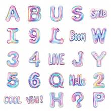 50 piezas Pegatinas con números, letras y alfabeto, pegatinas metálicas para globos, decoración de fiesta de cumpleaños, pegatinas de vinilo resistentes al agua para botellas, computadoras, portátiles, teléfonos, equipaje, cuadernos, refrigeradores, cascos