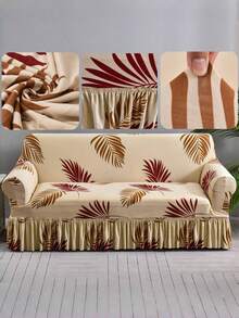 1pc Milk Silk Fabric Decorative Sofa Skirt Cover, Printed Feather Pattern, Colorful, Fits 1/2/3/4 Seater Sofa, Suitable For Spring, Summer, Autumn, Winter - Multicolor - View 8