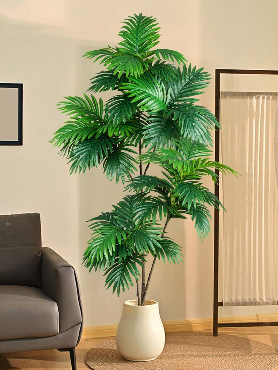70-135厘米仿真大型棕榈树,逼真热带植物,栩栩如生的棕榈叶,苏铁叶,塑料榕树,绿龟背竹植物,适用于家居、办公室、酒店、阳台装饰,不含花盆,1棵 - 綠色 - 查看 1