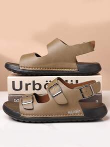 mulinsen Men Athletic Sandals Open Toe Hiking Outdoor Non-Slip Sandals Adjustable Sport Casual Beach Sandals - Khaki - View 2