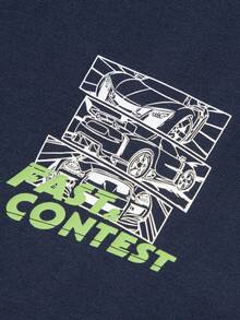 Balabala 男童卡通印花速干透气T恤，夏季服装 - 深藍 - 查看 6