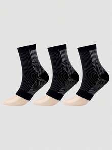 3 Pairs Of Breathable Net Mesh Simple Compression Plantar Fasciitis Socks, Ankle Support For Sports, Cycling, And Injury Prevention Gym Gym Wristbands Accessories