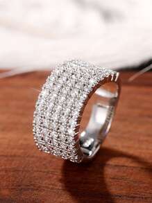 Stylever 1pc 925 Sterling Silver Deluxe Five Rows Full Of Zirconia Ring Fine Jewelry Gift For Women Elegant Ring Daily Versatile Style Party Decoration Fine Gift For Women