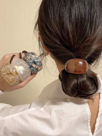 1 件弧形醋酸纤维发带，高端发带大理石纹理拱形马尾发带，树脂发带，女士时尚马尾辫，圆顶马镫袖口，马尾辫松紧带，女士和女孩的发饰，适合度假派对日常生活时尚简约，发带，发圈，发绳马尾辫夹，发球