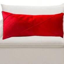 Set Of 2 Large Rectangular Crossed Baguette Cushions, Filled, 70cm X 30cm - Rojo - Ver 2