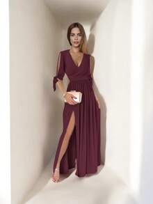 Elegant Long Fashion Casual Long Dress Lady Maribel - 玫瑰紅 - 查看 2