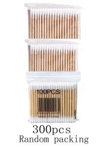 500/300/100pcs Cotton Swabs, Double-Ended Cotton Swabs, Household, Cosmetics, Makeup Remover And Ear Cleaning Cotton Swabs, Ultra-Portable, Suitable For Travel(Packing Random)