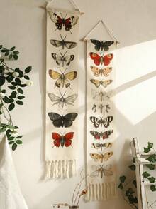 1 Tấm thảm treo tường hình bướm cổ điển có tua rua – Biểu ngữ in mẫu bướm đêm cho đồ trang trí nhà theo phong cách Boho, nghệ thuật treo tường chủ đề thiên nhiên cho phòng ngủ, phòng khách, phòng học - Bươm bướm - Xem 7