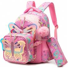 3PCS Kids Bag Girls Backpack Set For Primary School Butterfly Backpack For Girls For School With Lunch Bag And Pencil Case - Animal Style Girls' Schoolbag - View 6