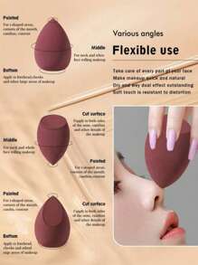 1pc/3pcs/6pcs/12pcMake-Up Sponge, Random Color And Shape, Suitable For All Skin Types, Latex-Free Multi-Purpose Make-Up Sponge For Liquids, Creams And Powders, No Stripes, Smooth Make-Up Applications, Easy To Carry, Simple And Beautiful.